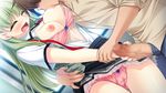  blush bra_pull breast_sucking breasts chikan forced game_cg green_hair groping handjob interheart large_breasts lingerie long_hair moaning molestation nipples open_shirt ryuuki_yumi saimin_paranoia school_uniform screaming skirt_lift torso_grab train train_interior 