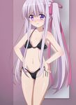 10s 1girl bikini blush gotou_jun long_hair purple_eyes purple_hair screencap solo tenshi_no_3p! 