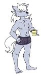 bare_chest black_underwear clothed clothing coffee_cup doopcity pretty_cure topless underoos underwear wolfrun 