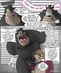  age_difference animasanimus anthro ball_fondling balls black_nipples canine chad_(a_goofy_movie) closet comic dialogue disney duo english_text erection fondling goof_troop hi_res humanoid_penis male male/male mammal moobs nipples oral overweight partially_retracted_foreskin penis peter_pete_sr. sex text uncut 