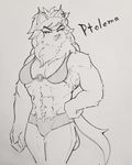 anthro armpit_hair bikini black_and_white breasts cat clothing ear_piercing feline female fluffy hand_on_hip maine_coon mammal mittensmcgee monochrome muscular muscular_female piercing ptolema solo swimsuit traditional_media_(artwork) 