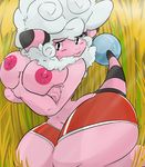  2014 anthro areola big_breasts big_butt big_thighs blush breasts butt commoddity female flaaffy hi_res huge_butt looking_at_viewer nintendo nipples pink_body pok&eacute;mon pok&eacute;morph small_waist solo thick_thighs video_games voluptuous wide_hips 