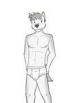  canine clothed clothing fuze male mammal pose topless underwear wolf 