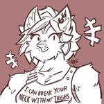 anthro breasts cat clothing ear_piercing english_text feline hair maine_coon mammal mittensmcgee piercing ptolema restricted_palette shirt smile solo text 