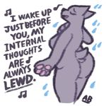  anthro big_butt breasts butt canine dialogue english_text eyes_closed female fur grey_fur mammal mittensmcgee musical_note nude open_mouth pawpads shower simple_background singing text white_background wolf 