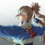  bow_(weapon) fire_emblem fire_emblem_if gloves holding holding_weapon japanese_clothes male_focus ponytail red_eyes silver_hair solo takumi_(fire_emblem_if) weapon 