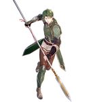  armor armored_boots belt boots closed_eyes elbow_pads fingerless_gloves fire_emblem fire_emblem:_souen_no_kiseki fire_emblem_heroes full_body gloves green_hair hako_ichiiro highres holding holding_weapon male_focus official_art oscar pants polearm shoulder_armor solo spaulders spear transparent_background weapon 