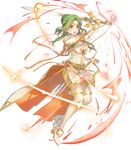  amiti armor bangs belt boots breastplate brown_eyes cape elbow_gloves elincia_ridell_crimea eyebrows_visible_through_hair fingerless_gloves fire_emblem fire_emblem:_souen_no_kiseki fire_emblem_heroes full_body gloves green_hair highres holding holding_sword holding_weapon kippu long_hair official_art open_mouth shoulder_armor shoulder_pads solo sword thigh_boots thighhighs tiara transparent_background weapon 