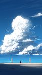  asuteroid black_cat blue_sky cat cloud commentary_request day highres horizon no_humans ocean original outdoors painting road scenery seascape sky summer waves 