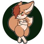  &lt;3 &lt;3_eyes anthro blush_sticker breasts brown_fur brown_hair canine covering covering_breasts eyelashes featureless_crotch female fennec fox fur hair kit_darling mammal nude planeshifterlair poppy_opossum simple_background smile solo white_background yellow_eyes 