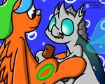  2017 animal_genitalia animal_penis changeling cutie_mark digital_media_(artwork) duo equine equine_penis erection eyewear fan_character feral friendship_is_magic fur glasses hair horn horse insect_wings male male/male mammal my_little_pony nude penis pokefound pony simple_background smile tongue tongue_out wings 