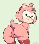  amy_rose anthro anus bent_over bumpty_(artist) butt clothing eyelashes female hair hairband hedgehog legwear looking_at_viewer looking_back mammal presenting pussy simple_background smile solo sonic_(series) stockings 