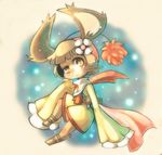  abstract_background antennae anthro bat_wings blush brown_hair clothed clothing digital_drawing_(artwork) digital_media_(artwork) female final_fantasy final_fantasy_xii flower flying fully_clothed gurdy_(final_fantasy) hair hood jakkii kemono long_ears long_sleeves mammal membranous_wings moogle plant ribbons short_hair side_view solo square_enix video_games whiskers wings 
