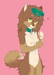  &lt;3 anthro breasts brown_fur canine coffeechicken collar collie dog female fur green_eyes hair_bow hair_ribbon hi_res looking_at_viewer mammal mattie_(theharmalarm) nipples nude open_mouth pussy ribbons simple_background smile solo tongue 