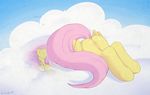  2015 anus butt casual_nudity cloud crombie equine feathered_wings feathers female feral fluttershy_(mlp) friendship_is_magic hair mammal my_little_pony nude pegasus pink_hair pussy solo wings yellow_feathers 