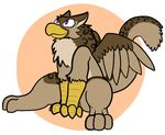  3_toes avian beak chest_tuft claws gryphon kavik male purple_eyes simple_background sitting toes trout_(artist) tuft wings 