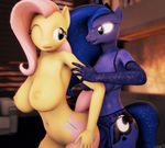  3d_(artwork) anal animal_genitalia animal_penis animated anthro big_breasts bouncing bouncing_breasts breasts closed digital_media_(artwork) equine_penis female fluttershy_(mlp) futa_princess_luna intersex intersex/female invalid_tag lunashy lunati nipples nude one out penetration penis plantigrade_anthro princess_luna_(mlp) sex source_filmmaker tongue 