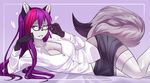  &lt;3 anthro breasts canine clothed clothing eyewear female fox glasses iwbitu looking_at_viewer lying mammal on_side smile solo syrth wide_hips 