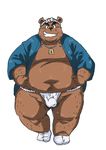  2016 anthro bear brown_fur bulge clothing fundoshi fur japanese_clothing male mammal raozone simple_background slightly_chubby solo underwear white_background 