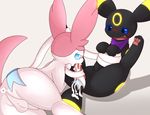  animal_genitalia animal_penis balls blush clothing cum cum_in_mouth cum_inside cum_on_balls duo edit eeveelution erection fangs fellatio feral feral_on_feral km-15 knot male male/male neckerchief nintendo open_mouth oral penis pok&eacute;mon pussy sex simple_background sucking sylveon umbreon video_games 