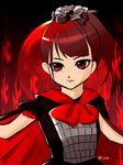  1girl babymetal bow cape character_request long_hair lsize red_eyes red_hair solo 