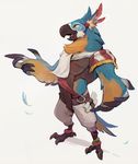  2017 anthro avian beak black_beak breath_of_the_wild clothed clothing kass_(zelda) male nintendo scarf simple_background smelly_(artist) solo standing the_legend_of_zelda video_games white_background 