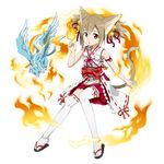  :o animal_ears arm_ribbon bell brown_hair cat_ears cat_tail fire full_body hair_bell hair_ornament highres japanese_clothes jingle_bell looking_at_viewer magic miko official_art pina_(sao) red_eyes ribbon ribbon-trimmed_legwear ribbon_trim sandals short_hair short_twintails silica silica_(sao-alo) sleeveless solo sword_art_online tail thighhighs transparent_background twintails 