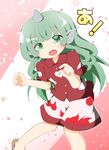  green_eyes green_hair horn kariyushi_shirt komano_aun long_hair paw_pose senba_chidori shorts touhou very_long_hair 