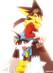  anthro canine cat clothed clothing eyewear feline fur goggles guntz hat klonoa klonoa_(series) lagomorph male mammal rabbit simple_background video_games yamatoooooo young 