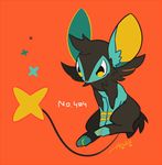  animal_ears artist_name auko english feet full_body furry hands_together looking_down luxio no_humans paws pokemon pokemon_(creature) pokemon_dppt red_background signature simple_background sitting solo sparlkle tail text yellow_eyes 