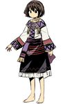  alternate_costume barefoot black_eyes brown_hair hairband highres long_skirt short_hair simple_background sketch skirt solo touhou tsukumo_yatsuhashi white_background yudepii 