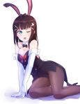  ;o animal_ears arm_cuffs bangs black_bow black_hair black_legwear black_leotard black_neckwear blue_eyes blunt_bangs bow bowtie breasts bunny_ears bunny_girl bunny_hair_ornament bunny_tail bunnysuit cleavage coattails detached_collar double-breasted elbow_gloves fake_animal_ears gloves hair_bow hair_ornament hairpin high_heels highleg highleg_leotard kanabun kurosawa_dia leotard long_hair love_live! love_live!_sunshine!! medium_breasts mole mole_under_mouth one_eye_closed pantyhose red_bow red_neckwear sitting solo tail white_background white_gloves 