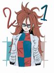  1_girl android_21 artist_request dragon_ball dragon_ball_fighterz dragonball_z earrings fanart glasses red_hair 