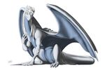  dragon female hair jackrow membranous_wings scalie simple_background sitting solo western_dragon white_background white_hair wings 