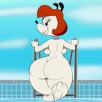  2017 anthro big_butt breasts butt canine disney dog erica female hair lonbluewolf looking_at_viewer looking_back mammal red_hair solo thick_thighs wide_hips 