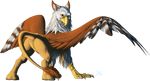  alpha_channel avian beak brown_feathers claws digital_media_(artwork) feathered_wings feathers featureless_crotch feral gryphon jackrow simple_background smile solo transparent_background wings yellow_beak 