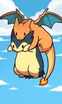  ambiguous_gender blush carrying charizard cloud cute fire flying huiro nintendo pang pok&eacute;mon typhlosion video_games 