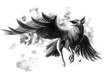  ambiguous_gender avian claws digital_media_(artwork) feathered_wings feathers feral greyscale gryphon jackrow monochrome solo wings 