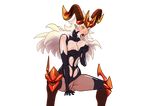  balrona_(monster_super_league) hellkipz horns monster_super_league no_background saliva_trail spread_legs sucking_breasts yellow_eyes 