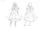  1girl artist_name breasts character_sheet dress female full_body kagami_hirotaka koutetsu_no_majo_anneroze large_breasts lilith-soft looking_at_viewer maid mitico_fleuretty monochrome multiple_views official_art pointy_ears short_hair solo translation_request white_background 