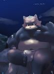  2016 anthro blush clothing fundoshi japanese_clothing kisukemk7 male mammal night sitting slightly_chubby solo tanuki underwear 