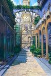  arch arsenixc blue_sky bush city column commentary_request day highres no_humans outdoors path pillar pot road scenery sky stairs sunlight tower watermark 