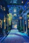 arch arsenixc bush city column commentary_request highres night night_sky no_humans outdoors path pillar pot road scenery sky stairs star_(sky) starry_sky tower watermark 