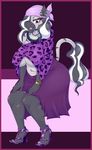  2017 anthro border clothed clothing equine fan_character female flame-lonewolf footwear hair long_hair mammal multicolored_hair my_little_pony nipple_bulge solo two_tone_hair zebra 