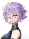  fate/grand_order fate_(series) hair_over_one_eye looking_at_viewer mash_kyrielight open_mouth purple_eyes purple_hair short_hair simple_background smile solo tyyni upper_body white_background 