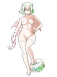  bangs breasts cleft_of_venus demon_girl demon_horns demon_tail demon_wings draco_centauros dragon_girl dragon_horns dragon_tail dragon_wings flat_color full_body green_hair horns looking_at_viewer medium_breasts nipples nude parted_lips pointy_ears pussy puyopuyo short_hair simple_background smile solo tadano_akira tail thighhighs thighs tsurime white_background wings 