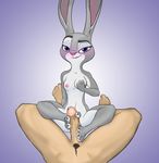  2017 3_toes anthro barefoot blush breasts claws cum digital_media_(artwork) disney duo erection eye_contact fan_character feet female foot_fetish footjob fur handjob hi_res human humanoid_feet humanoid_penis judy_hopps lagomorph looking_at_viewer male male/female mammal mrponeswildride nipples nude penis precum purple_eyes rabbit sex smile toe_claws toes zootopia 