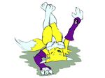  anthro butt canine digimon elwysprigg female lying mammal pinup pose renamon simple_background solo 