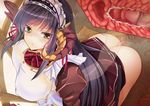  1boy 1girl amon_(kamihime) animated apron ass black_hair blush bouncing_breasts breast_grab breasts clothed_sex erect_nipples green_eyes kamihime_project_r large_breasts long_hair maid penis sex 