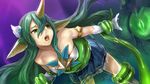  1girl breasts green_eyes green_hair horns league_of_legends magical_girl restrained riot_games skirt soraka star_guardian_soraka tentacle vel&#039;koz 